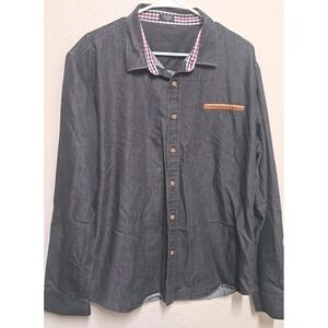 COOFANDY Mens Button Up Shirt XXL Gray Chambray Casual Long Sleeve